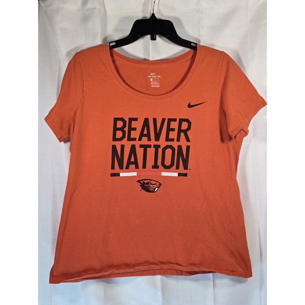 Nike Oregon State University Beaver Nation Orange Graphic T-Shirt Womens‎ Large